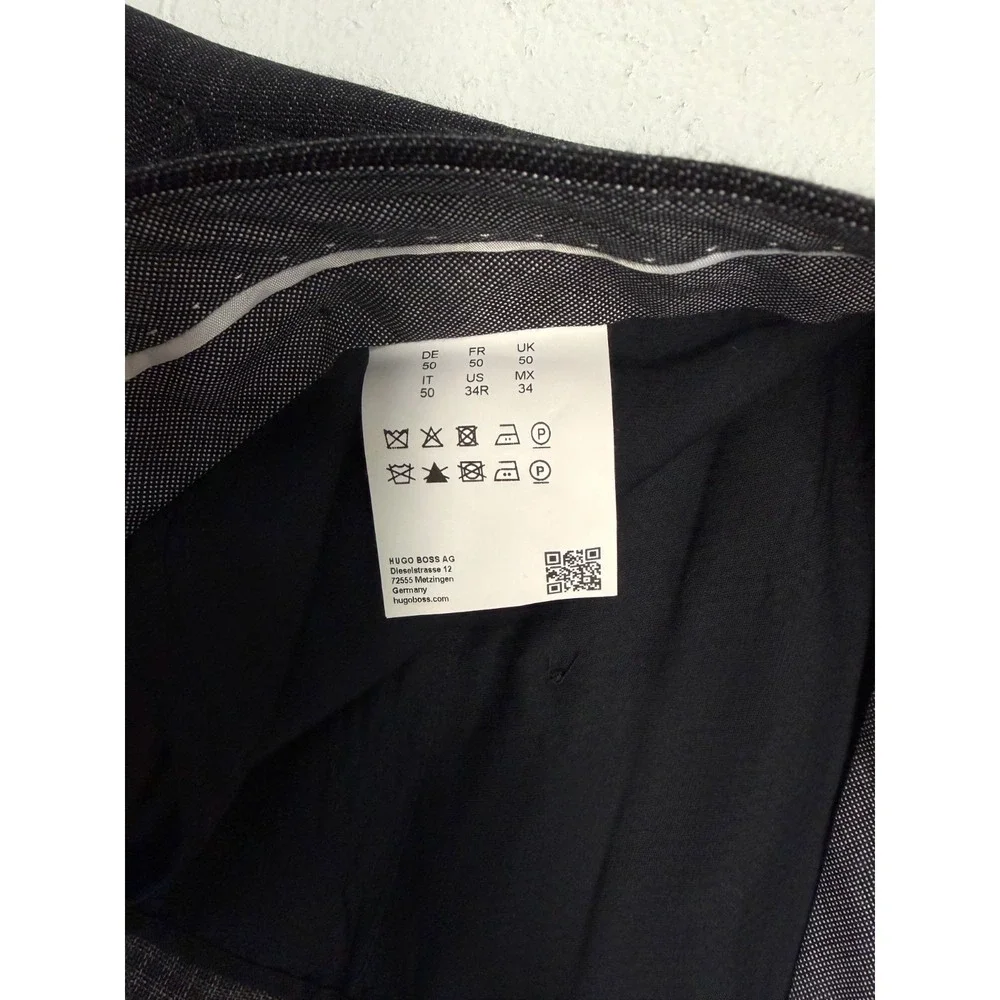 Hugo Boss 34x30 Leenon1 Charcoal Black Micro Check Dress Suit Pants Trousers - Picture 8 of 9